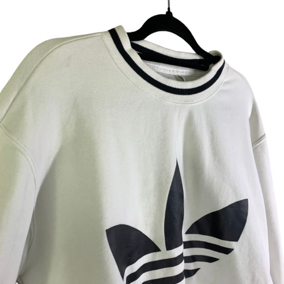 ADIDAS White & Black Bellista Cropped Sweatshirt - Picture 4 of 14